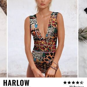 NWT Averie Harlow Deep Plunge Swimsuit XXL